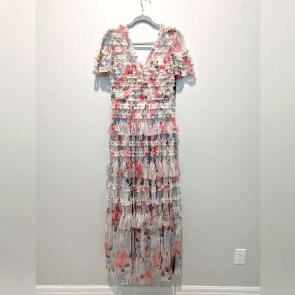 Needle & Thread Dresses & Skirts - Needle & Thread Sweet Posy V-Neck Ruffle Gown
